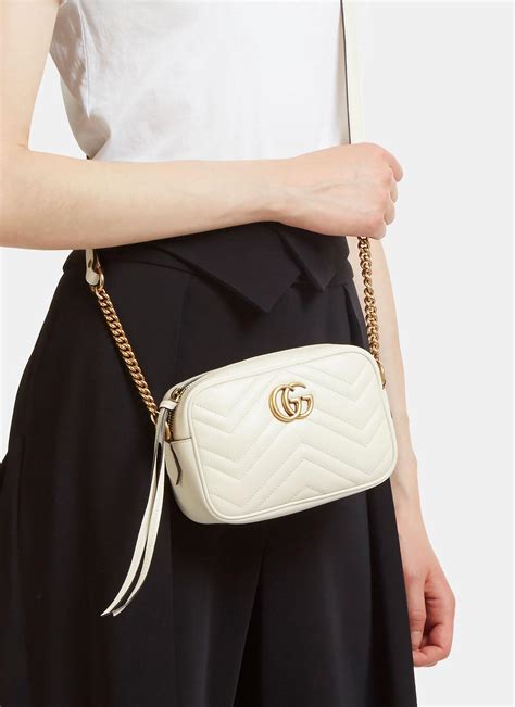 gucci gg marmont leather handle bag white|gucci marmont bag small size.